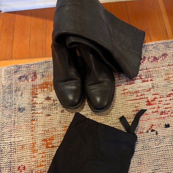 Chanel Black Leather Interlocking CC Logo Riding Midcalf Boots Size 39 - Picture 4 of 8